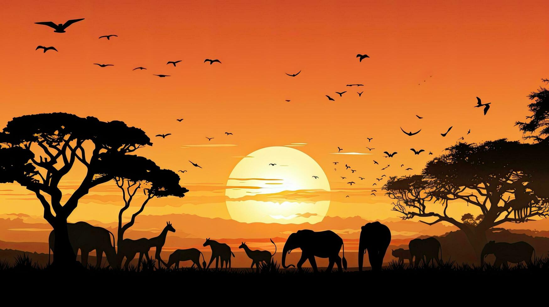 African wildlife preservation showcasing a vast array of animals in their natural habitat photo