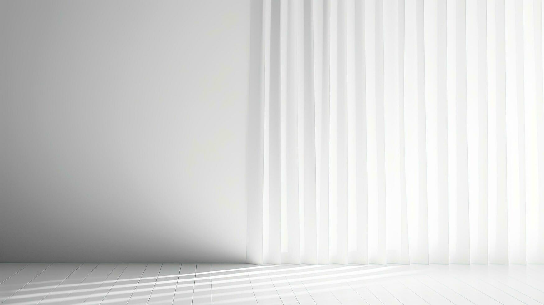 Light and shadows cast by curtains and silhouettes on a white wall Bright day sunlight Template empty area for text photo