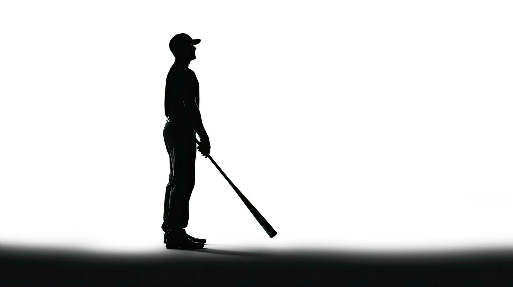 White silhouette of a man with a baseball bat includes clipping path photo