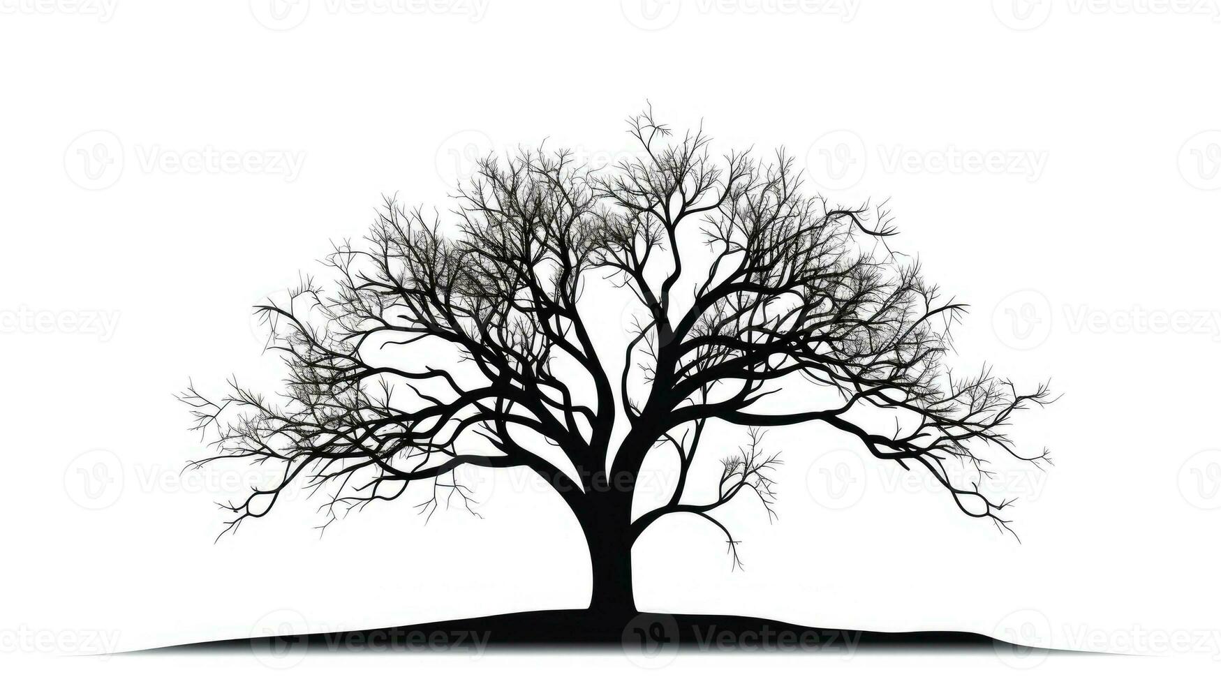 Solitary black tree on a white background photo