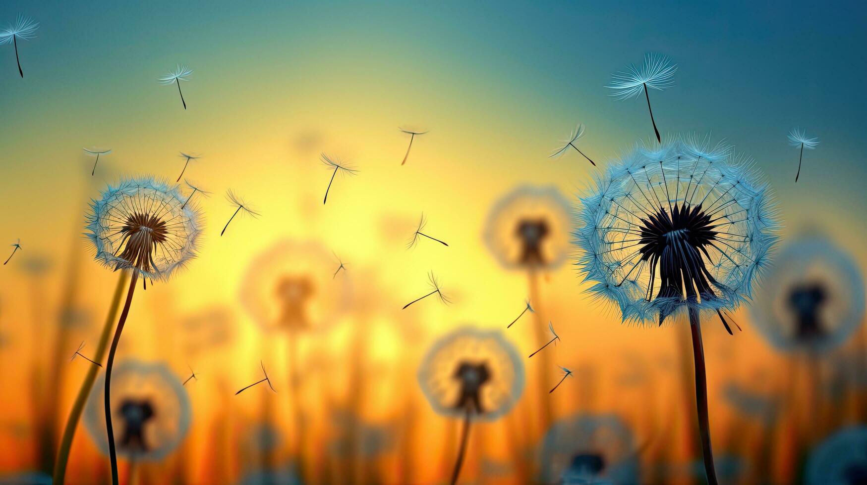 maravilloso oscuro silueta de diente de león en claro antecedentes elegante natural fondo de pantalla foto