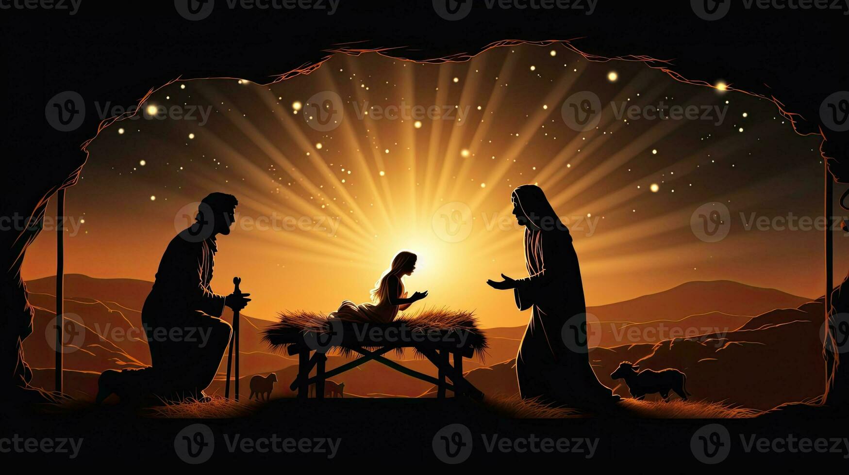Jesus Christ s manger is graced by a shining star during Christmas