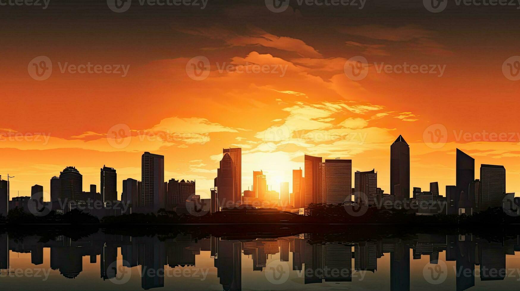 Bangkok city silhouette against the sunrise sky photo