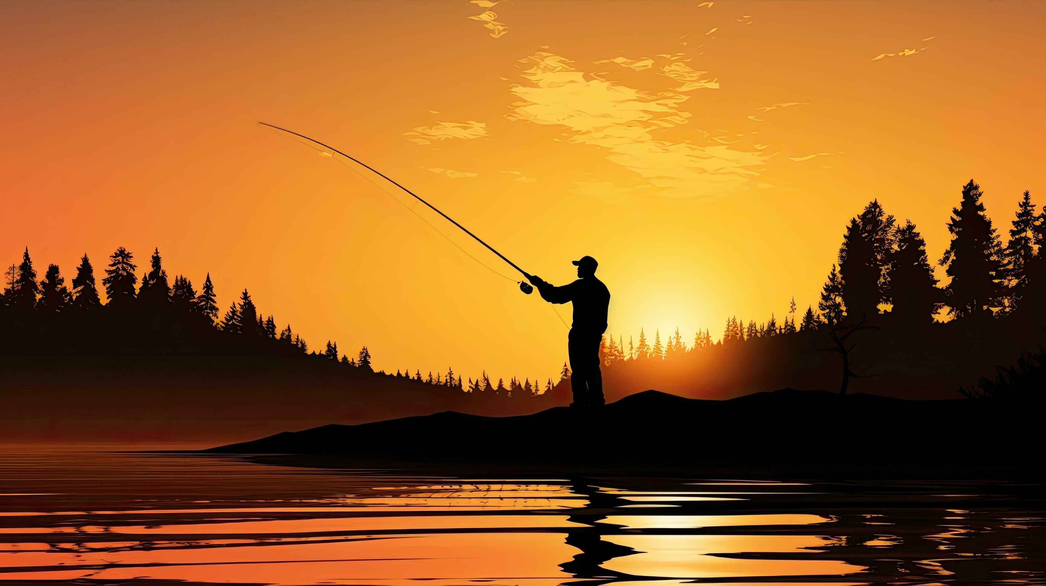 Man fishing against a sunset backdrop 27103387 Stock Photo at Vecteezy