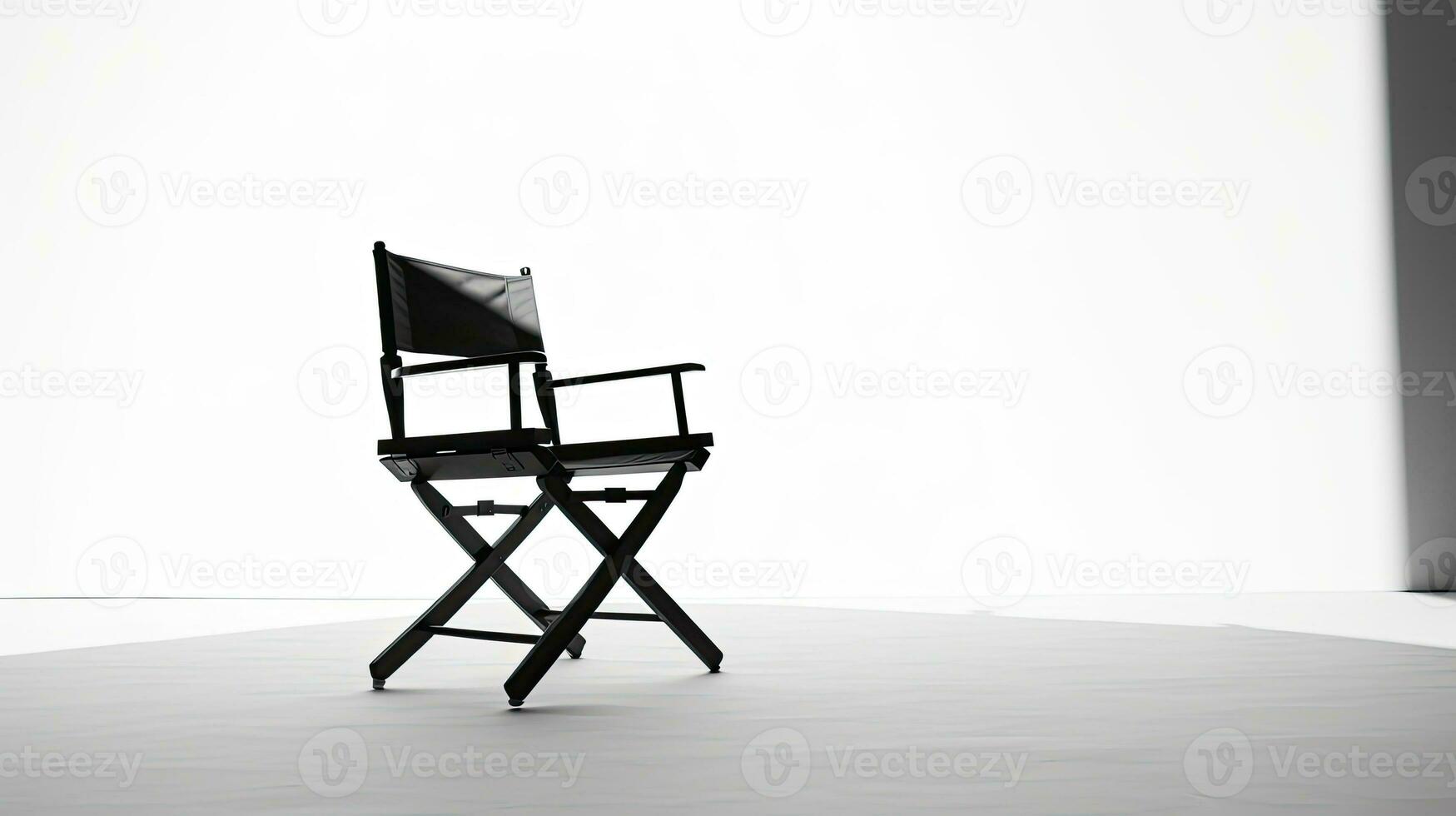 Silhouetted director chair on white background photo