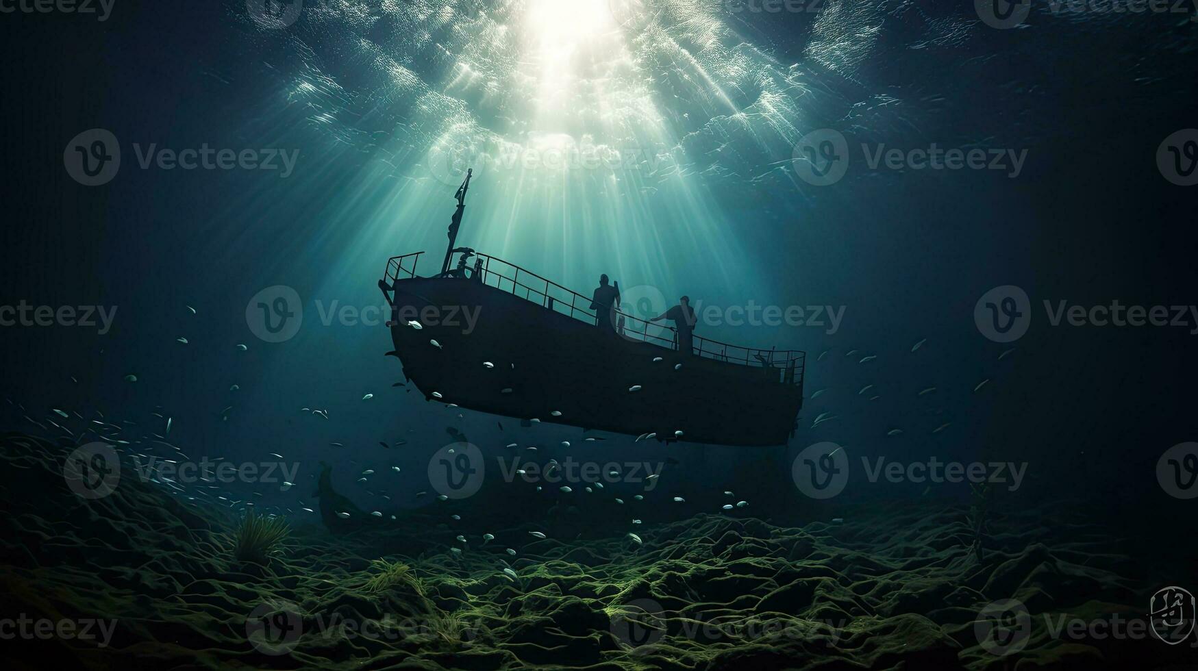 Underwater boat silhouette photo
