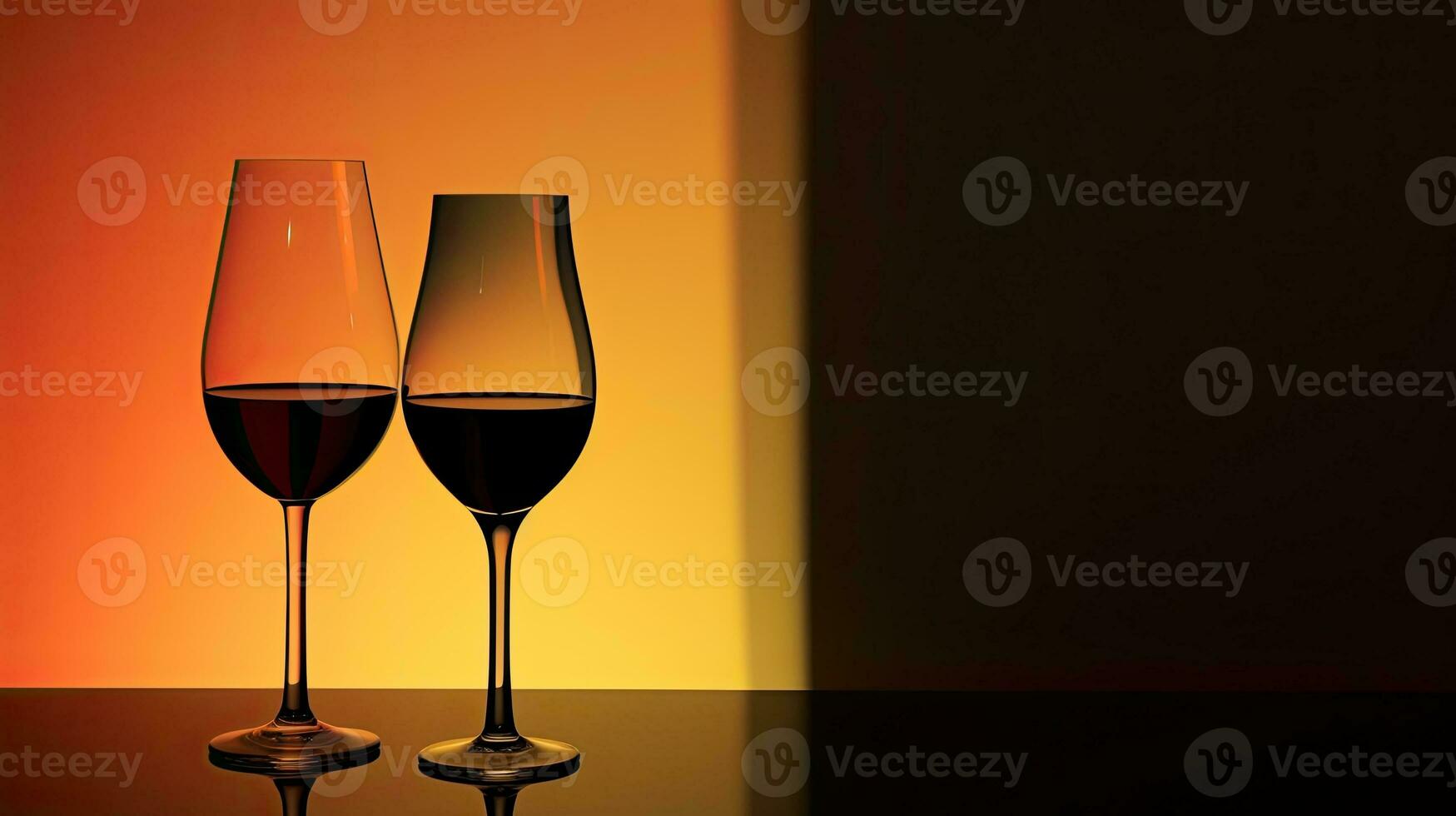 Black and white silhouette of a wine glass and bottle in a close up studio shot photo