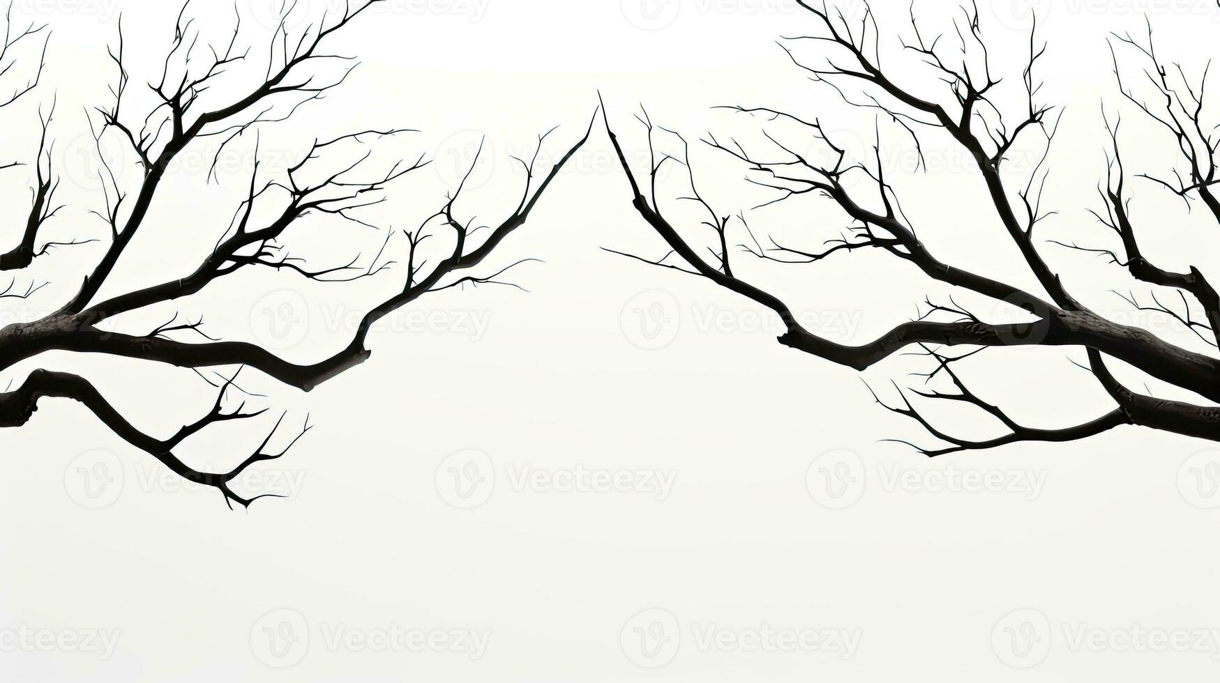 Silhouette of a tree branch on white background photo