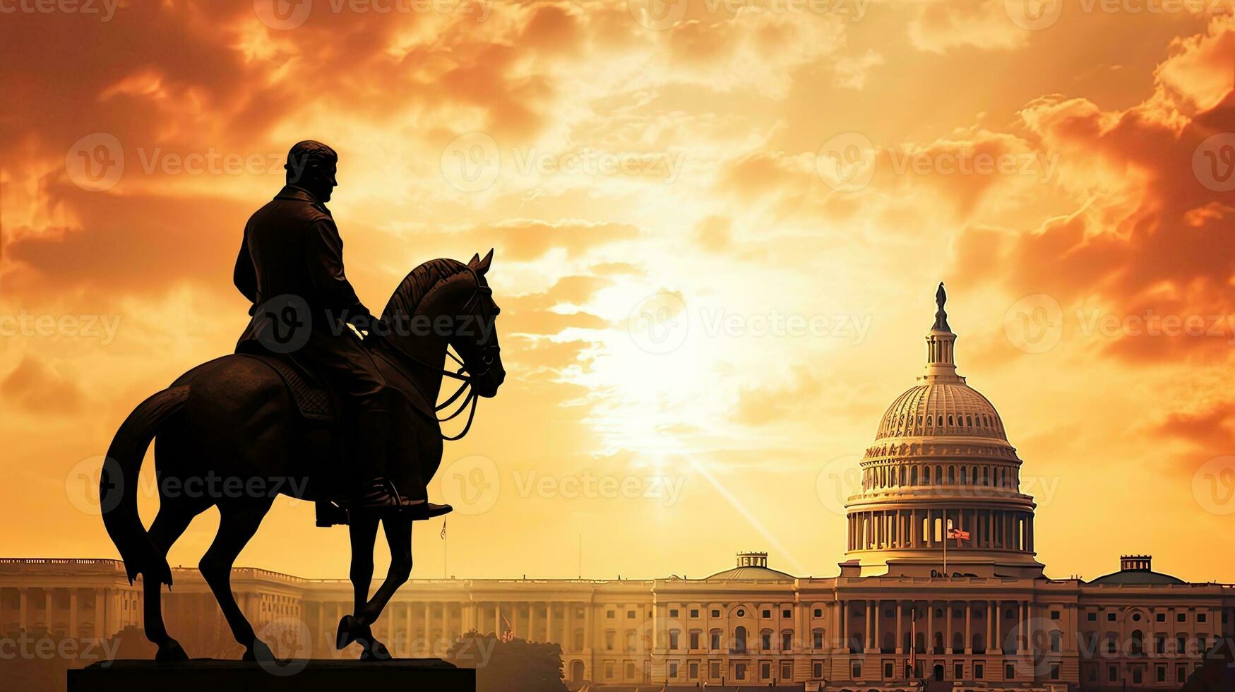 Silhouette of Ulysses S Grant Memorial near US Capitol in Washington D C photo