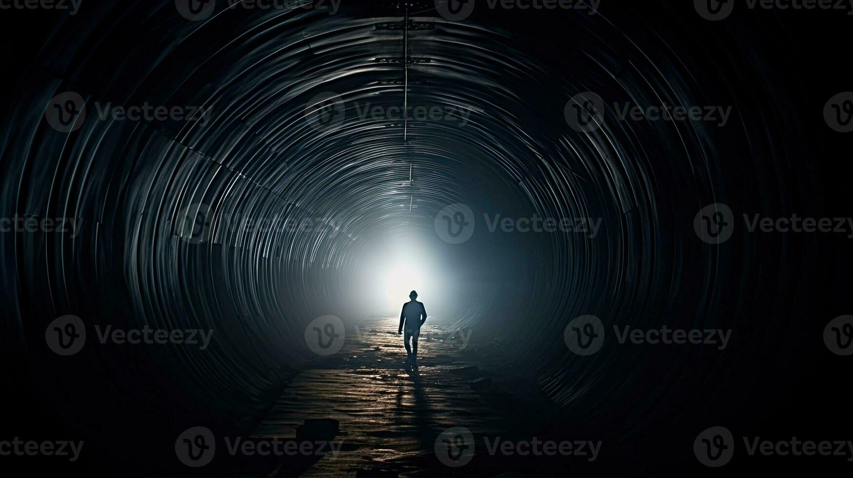 dark figure in a tunnel photo