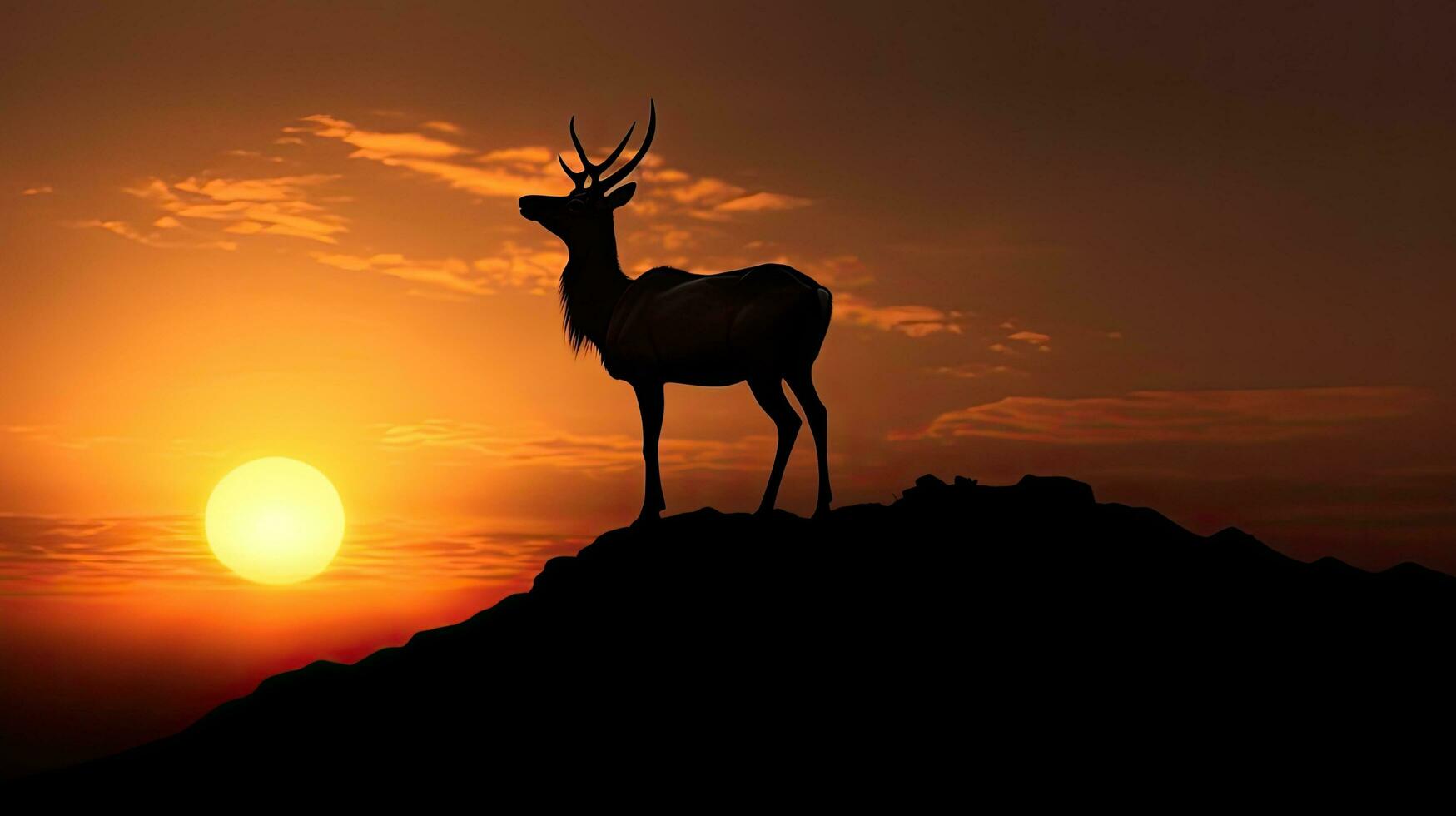 Topi silhouetted on a sunrise mound in Masai Mara Kenya photo