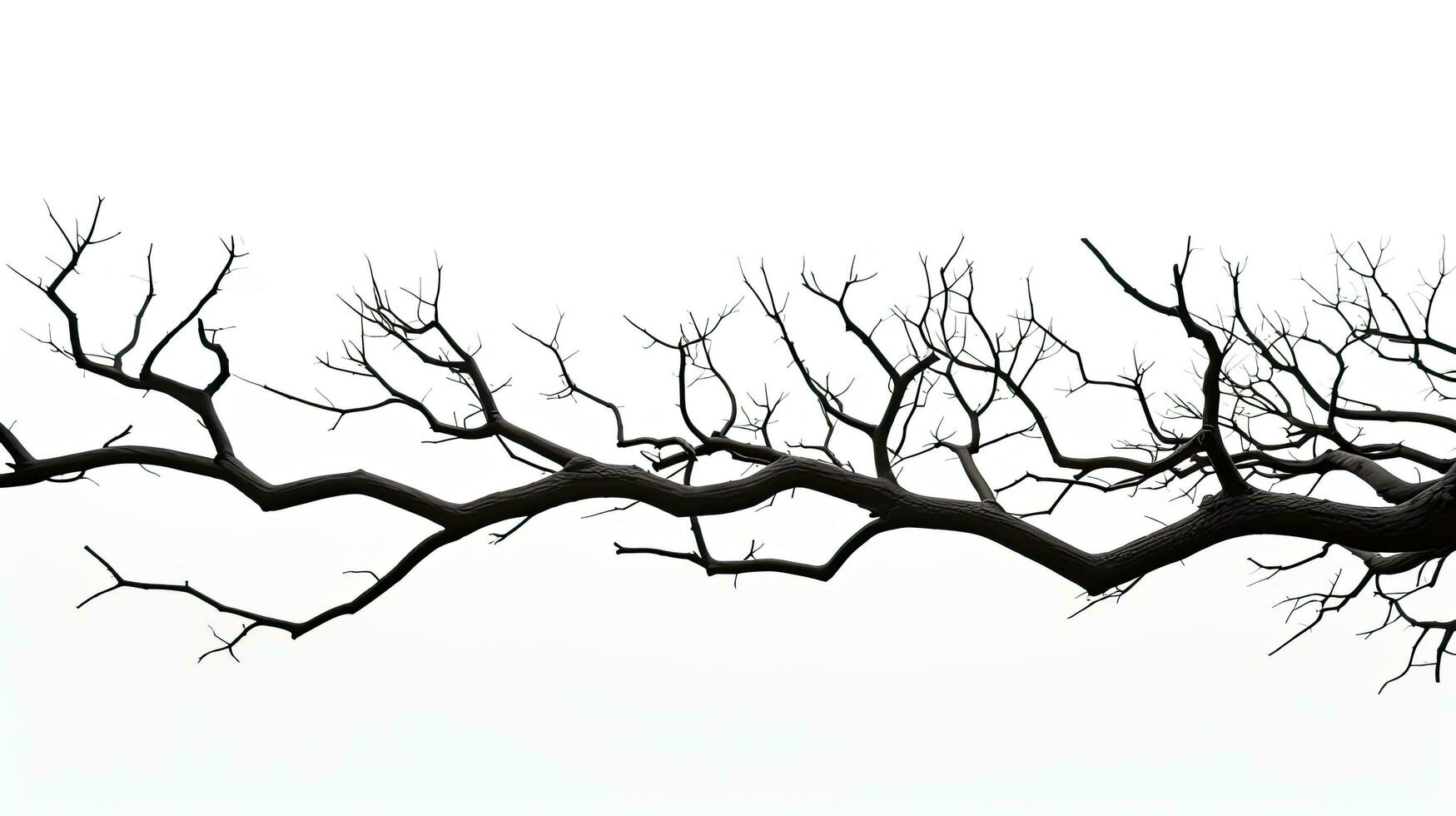 Silhouette of a tree branch on white background photo