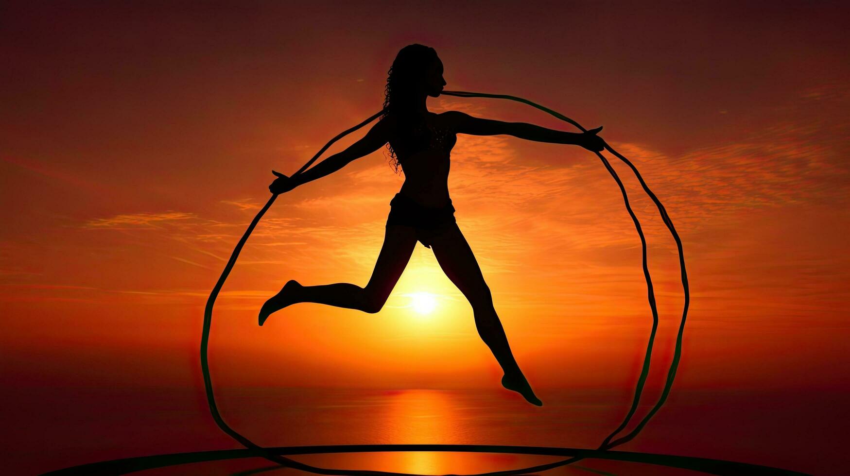 Gymnast s shadow portrayed at dusk photo