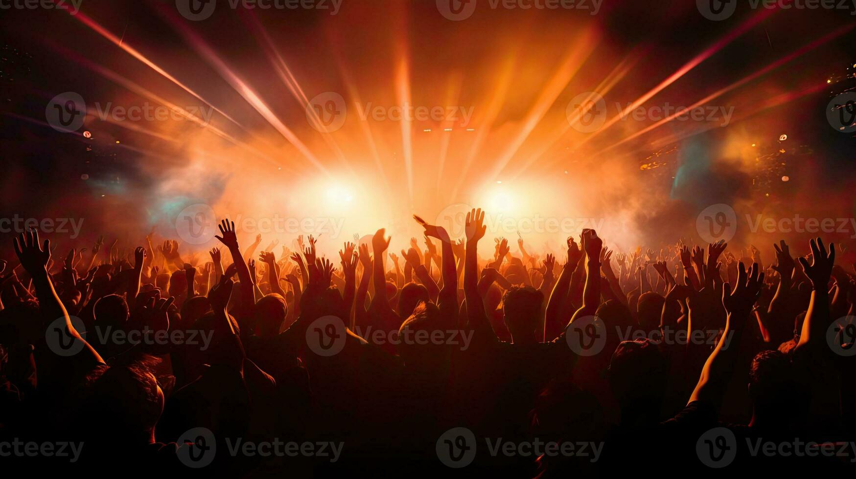 Large crowd of youngsters enjoying music at a nightclub festival photo