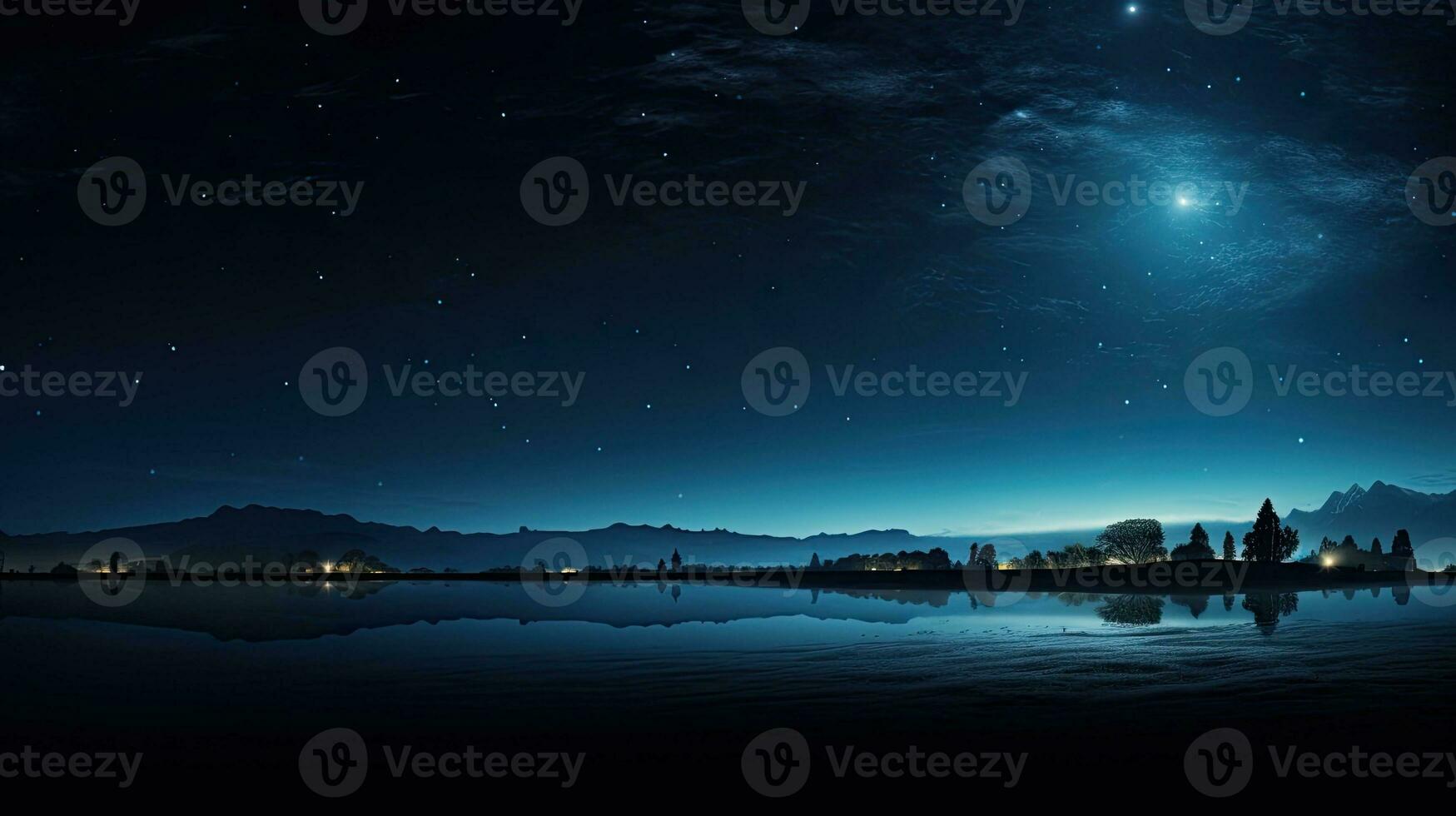 Silhouette of night landscape with high contrast in photo with space for text