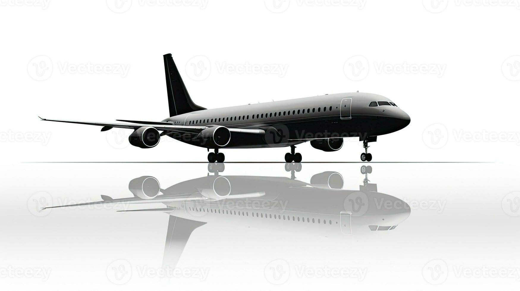 Airplane silhouette on white background photo