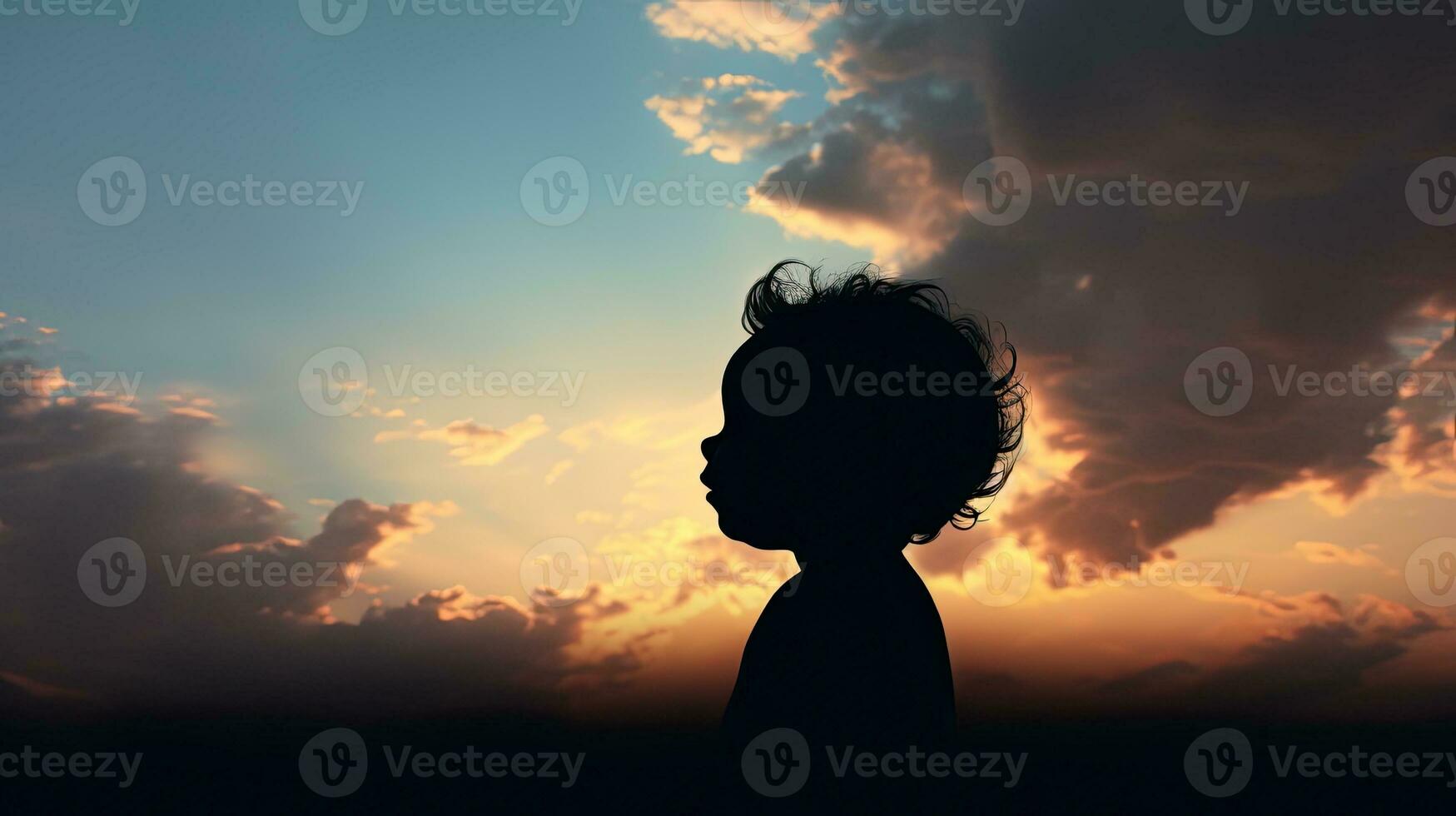 Silhouette of infant against the sky photo