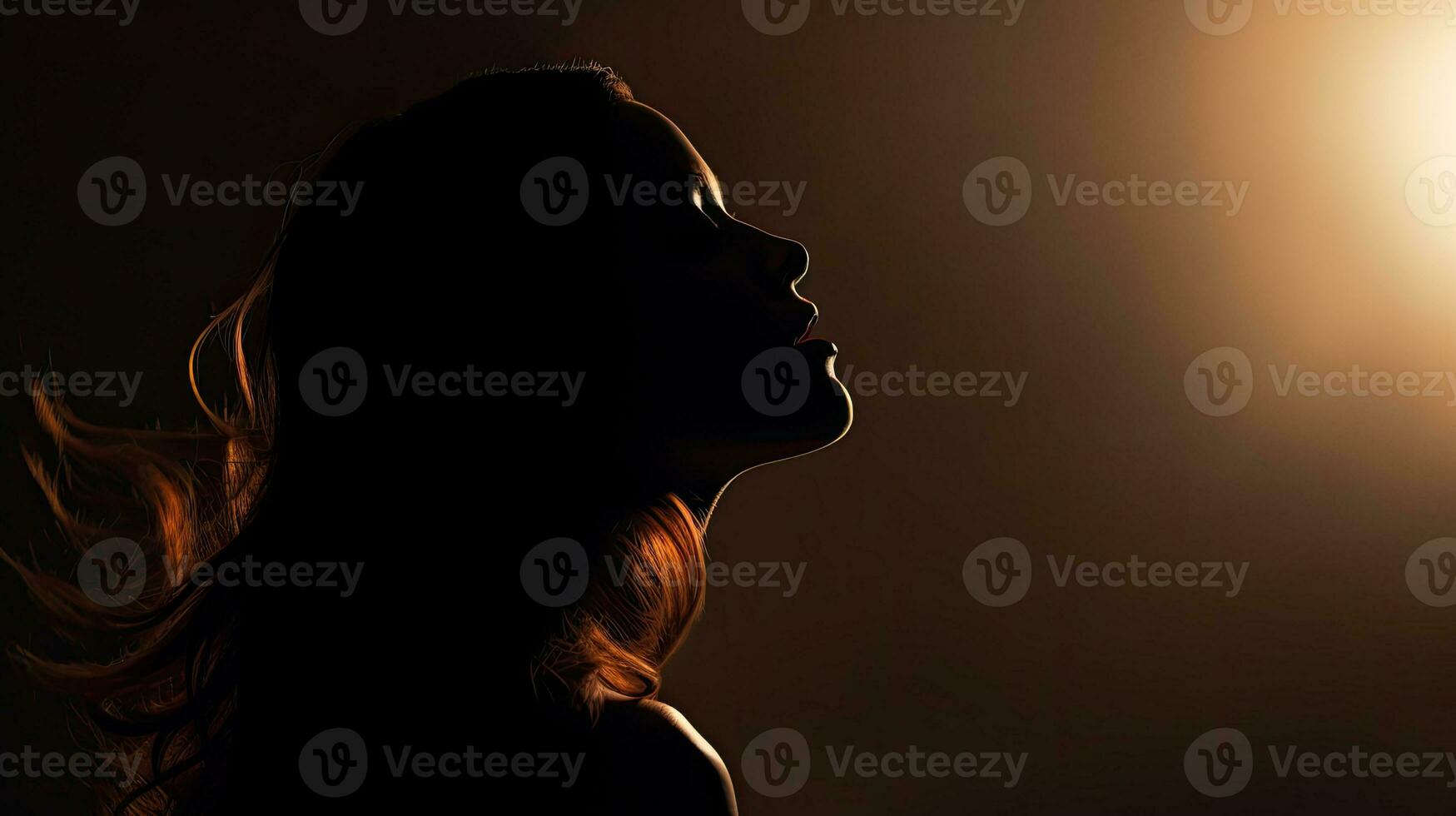Woman s silhouette looking down photo