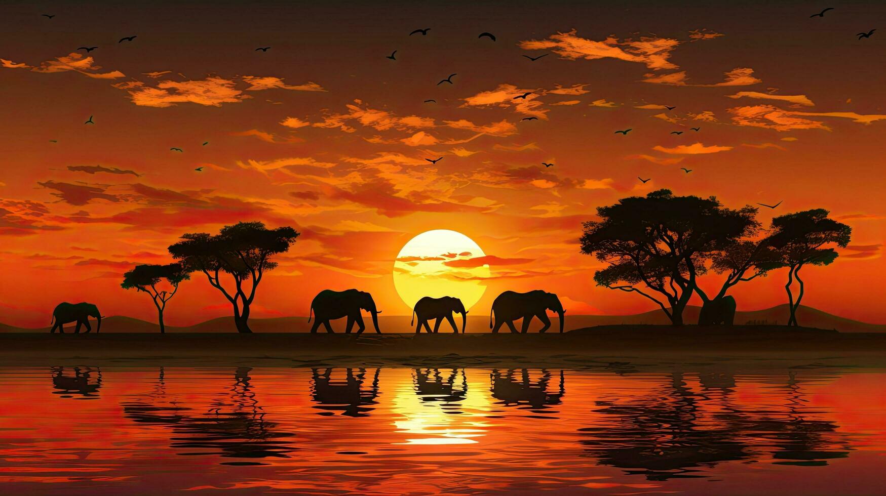 diseño elemento de africano safari naturaleza a puesta de sol foto