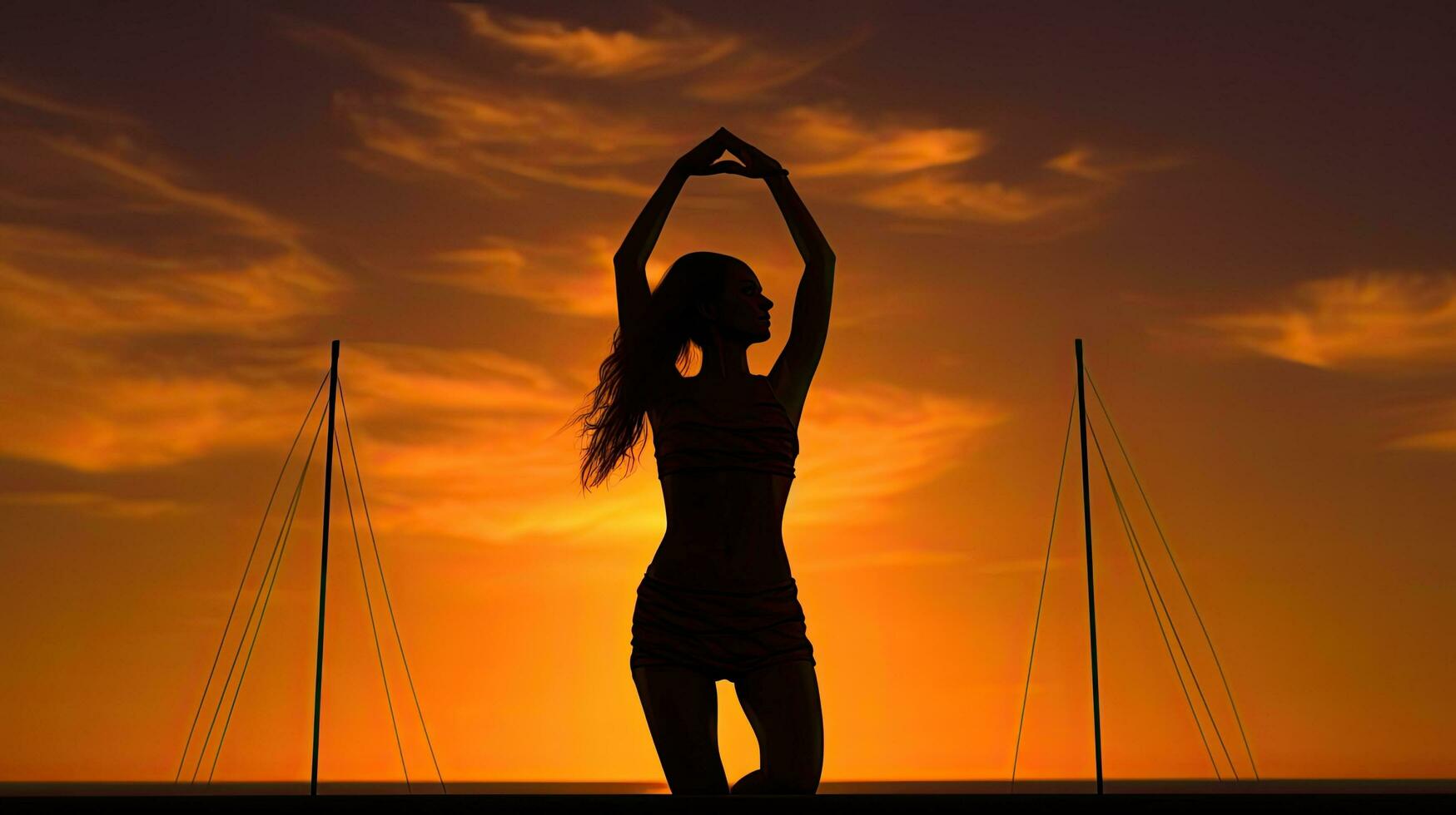 Gymnast s shadow portrayed at dusk photo