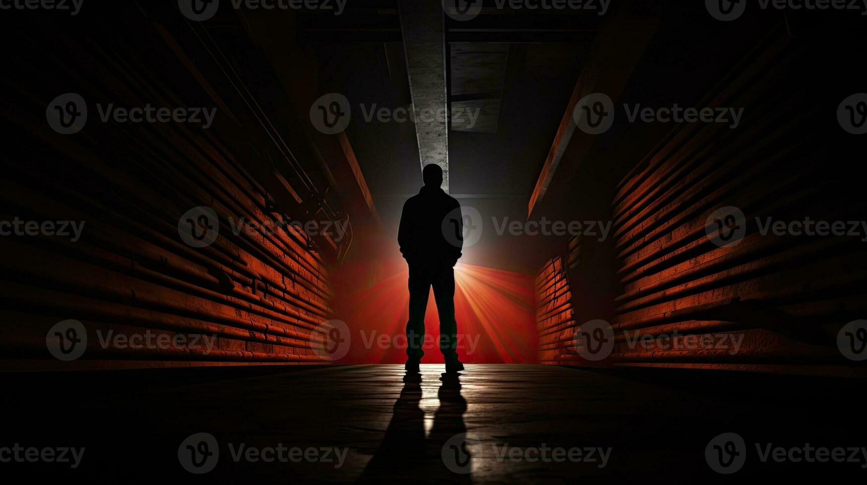 Toy worker silhouette in a tunnel captures professional challenge photo