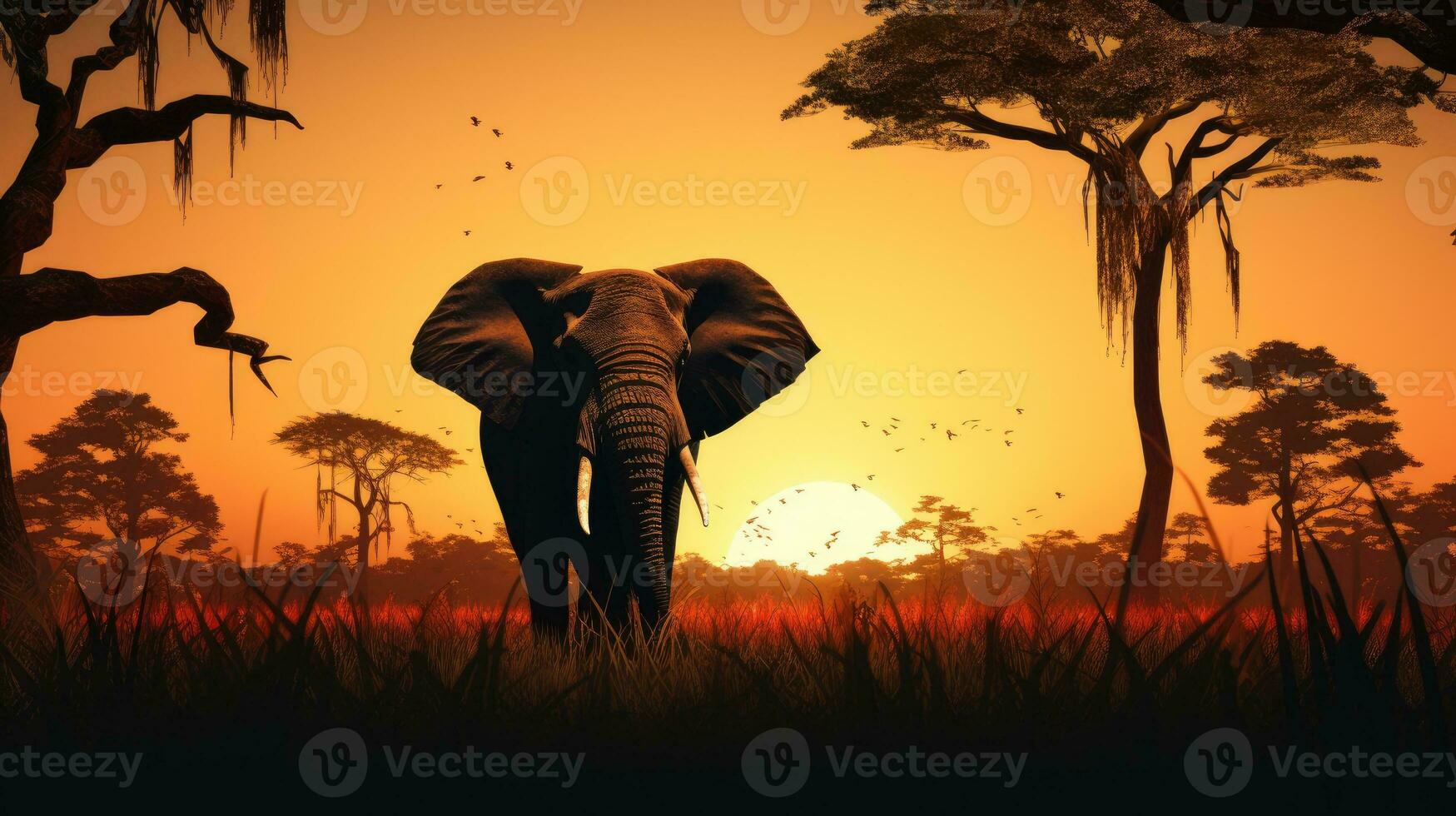 Wild elephant silhouette photo