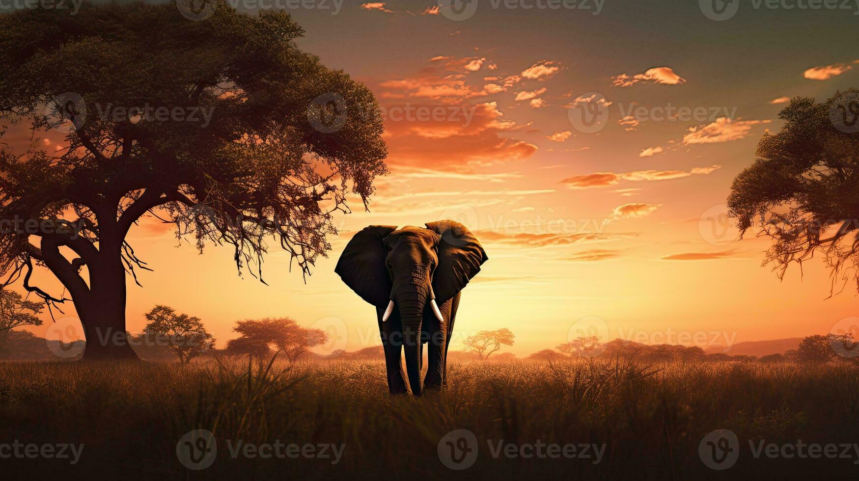 Wild elephant silhouette photo