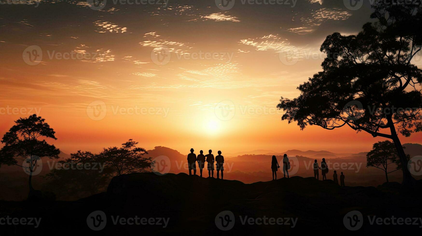 Pha Nok Aen Phukradueng Thailand welcomes tourists in the morning creating silhouettes photo