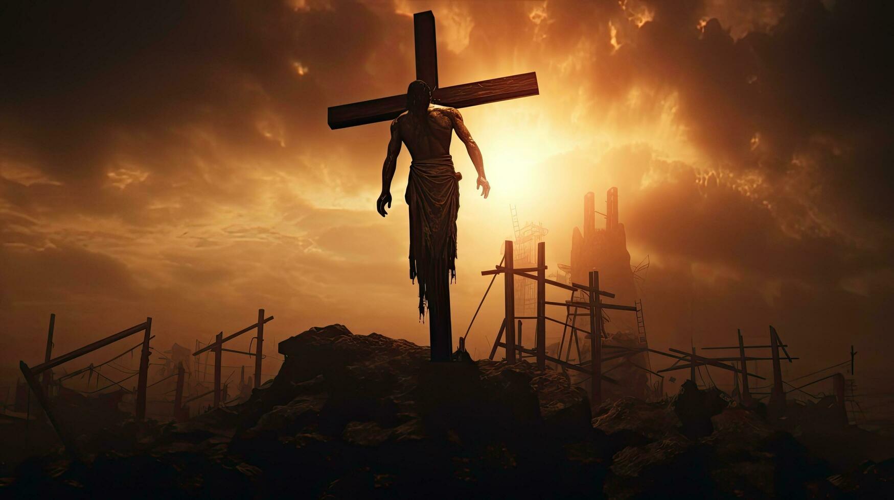 Crucified Jesus silhouette photo