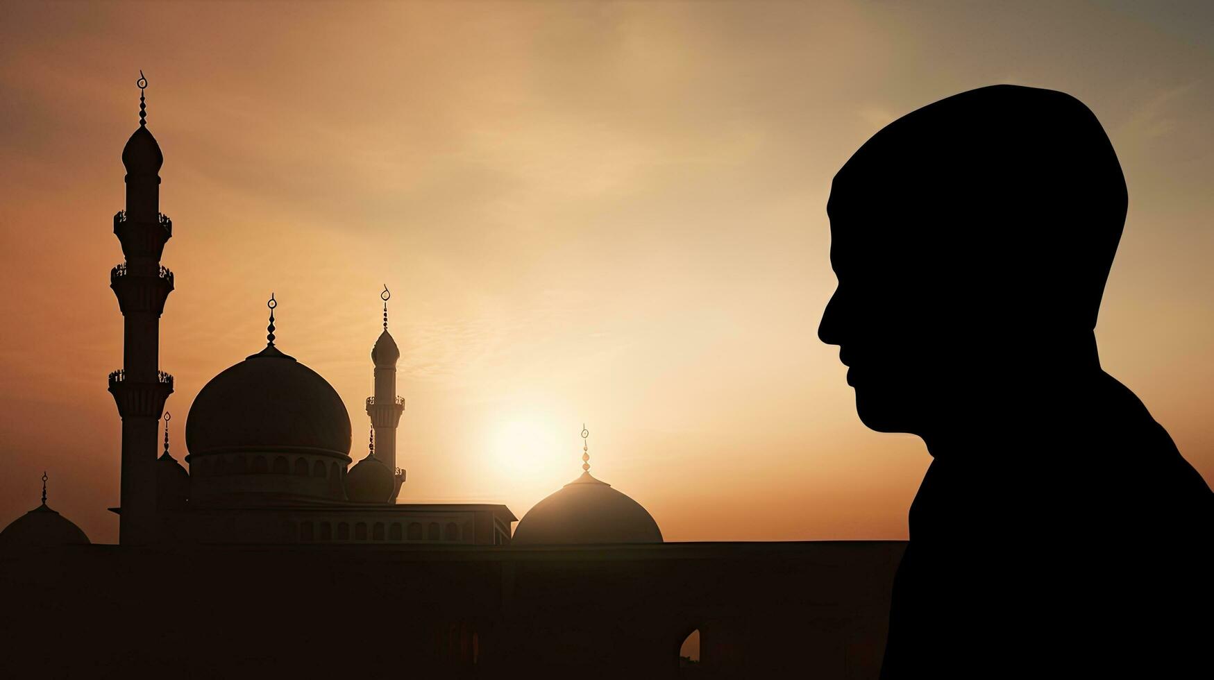 Silhouette of antiquated mosque captured in a photograph photo