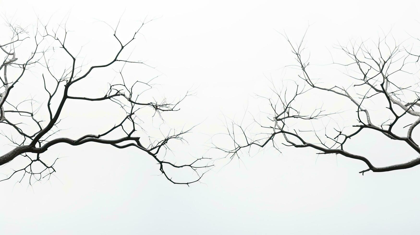 Outline of tree branches on a white backdrop photo