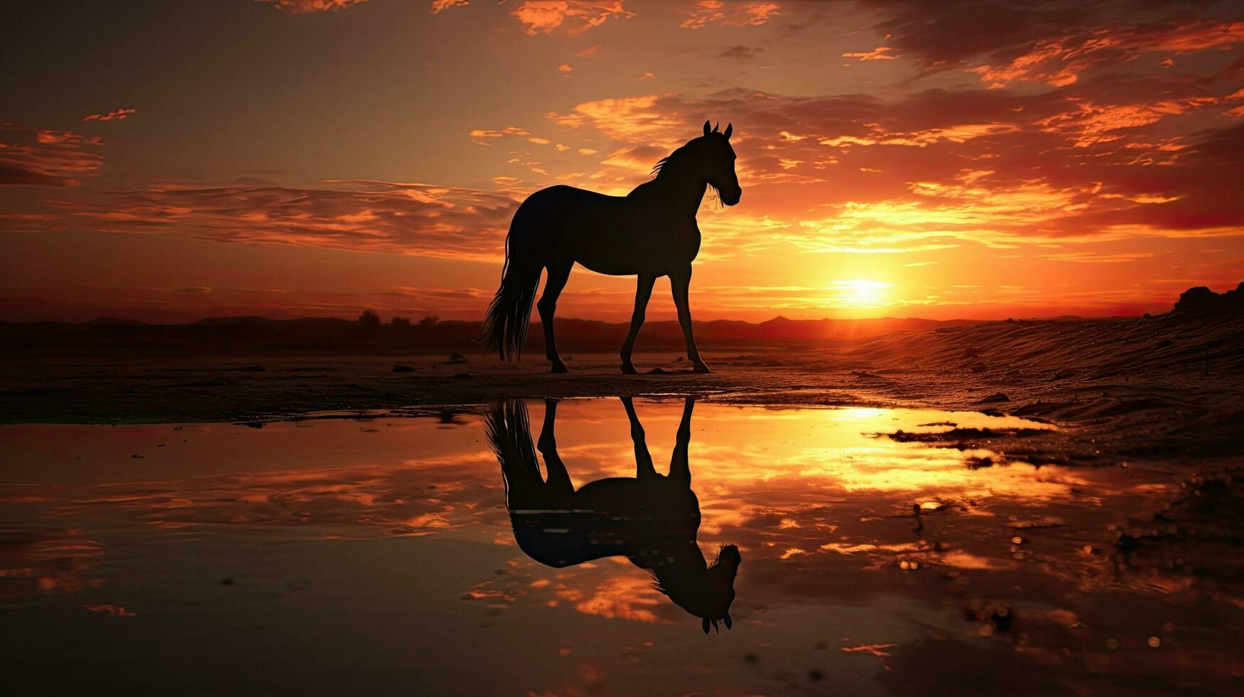 dawn silhouette of a horse photo