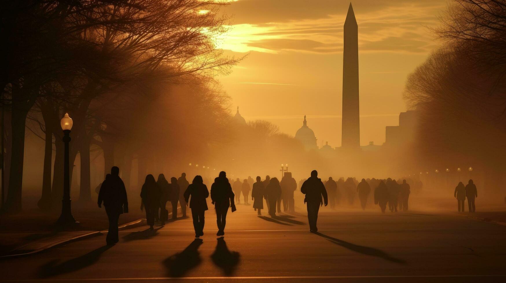 Haze and silhouettes in National Mall DC USA photo