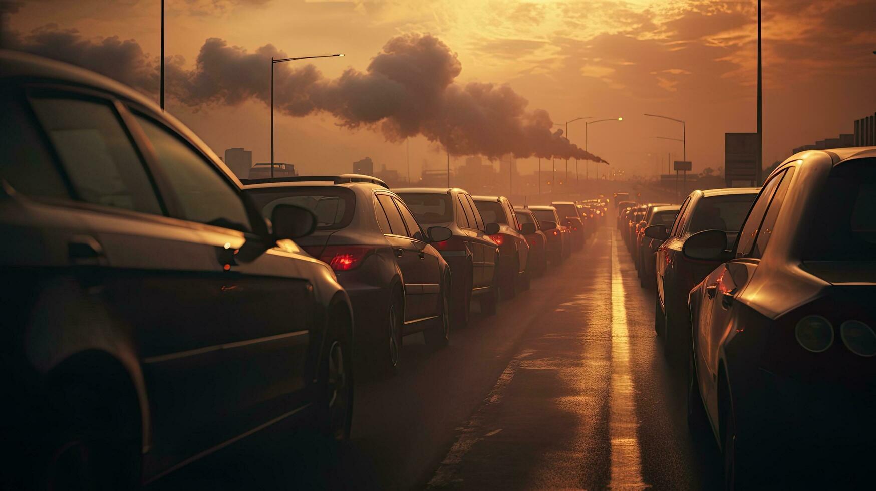carros en un tráfico mermelada visto mediante lleno de vapor cansada tubería foto