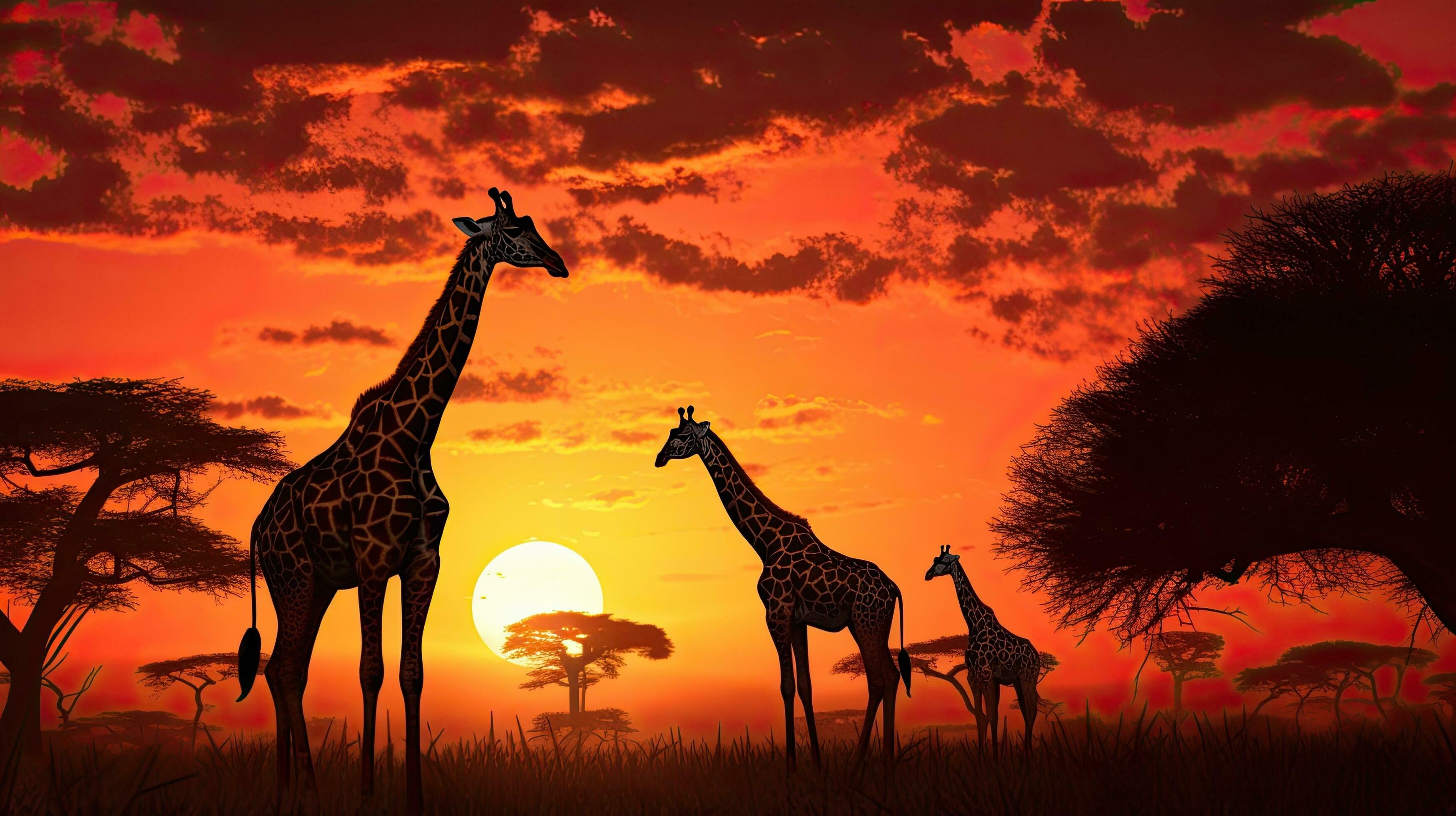 Giraffes in Africa during sunset 27104821 Stock Photo at Vecteezy