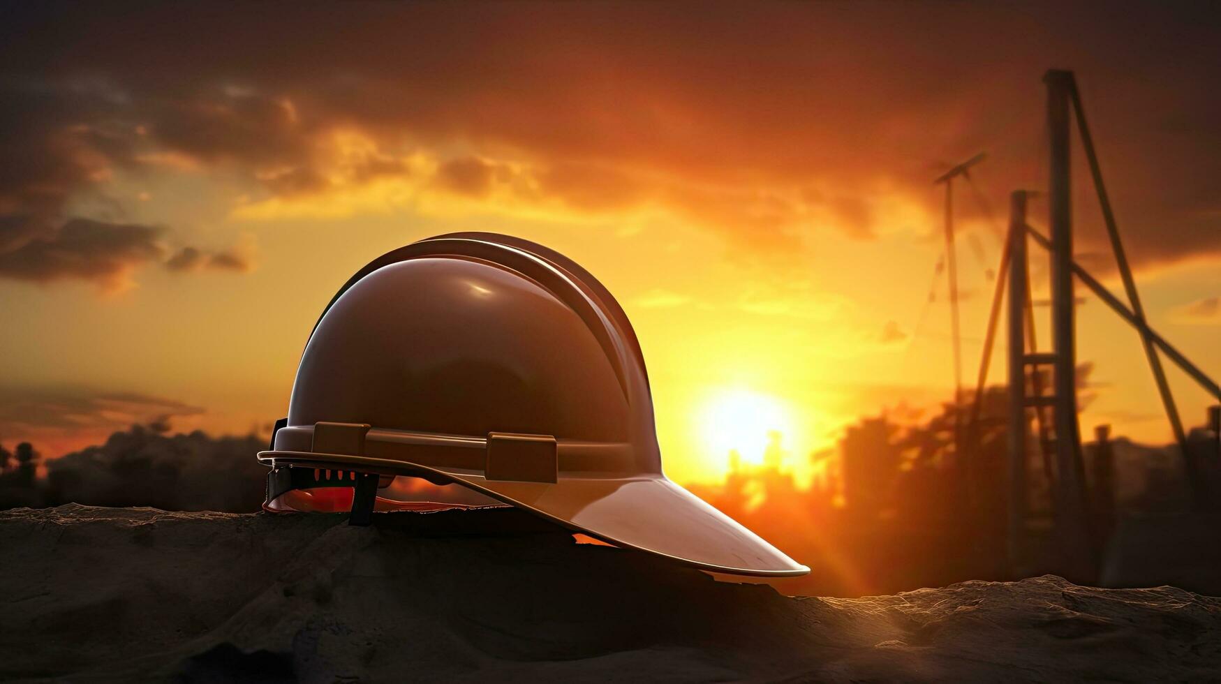 Sunset behind a hard hat photo