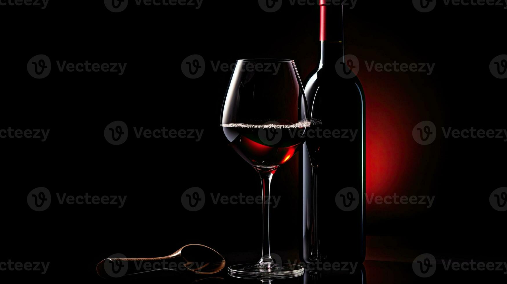 Silhouette of wine glass and bottle black background photo