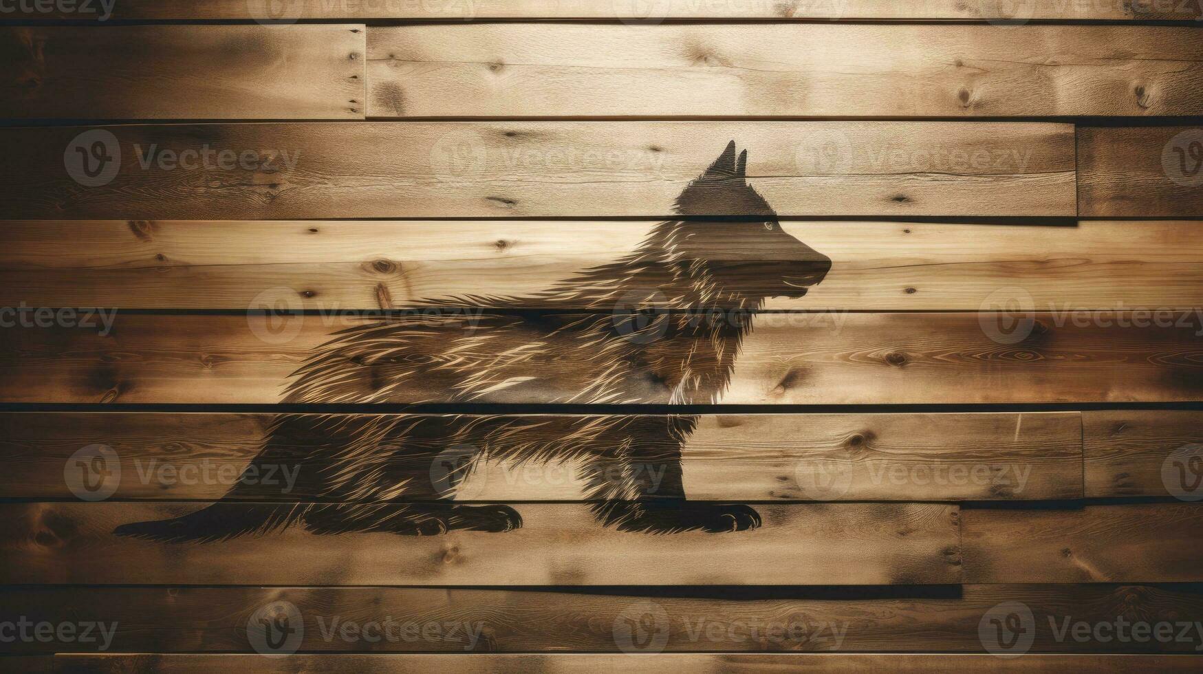 Animal sketch on wooden surface photo