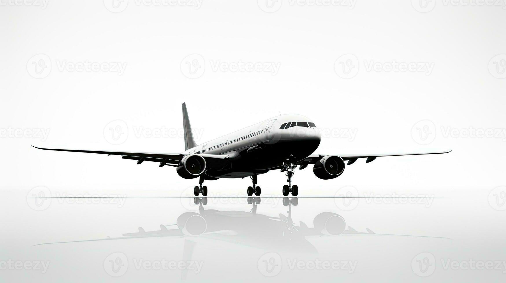 Airplane silhouette on white background photo