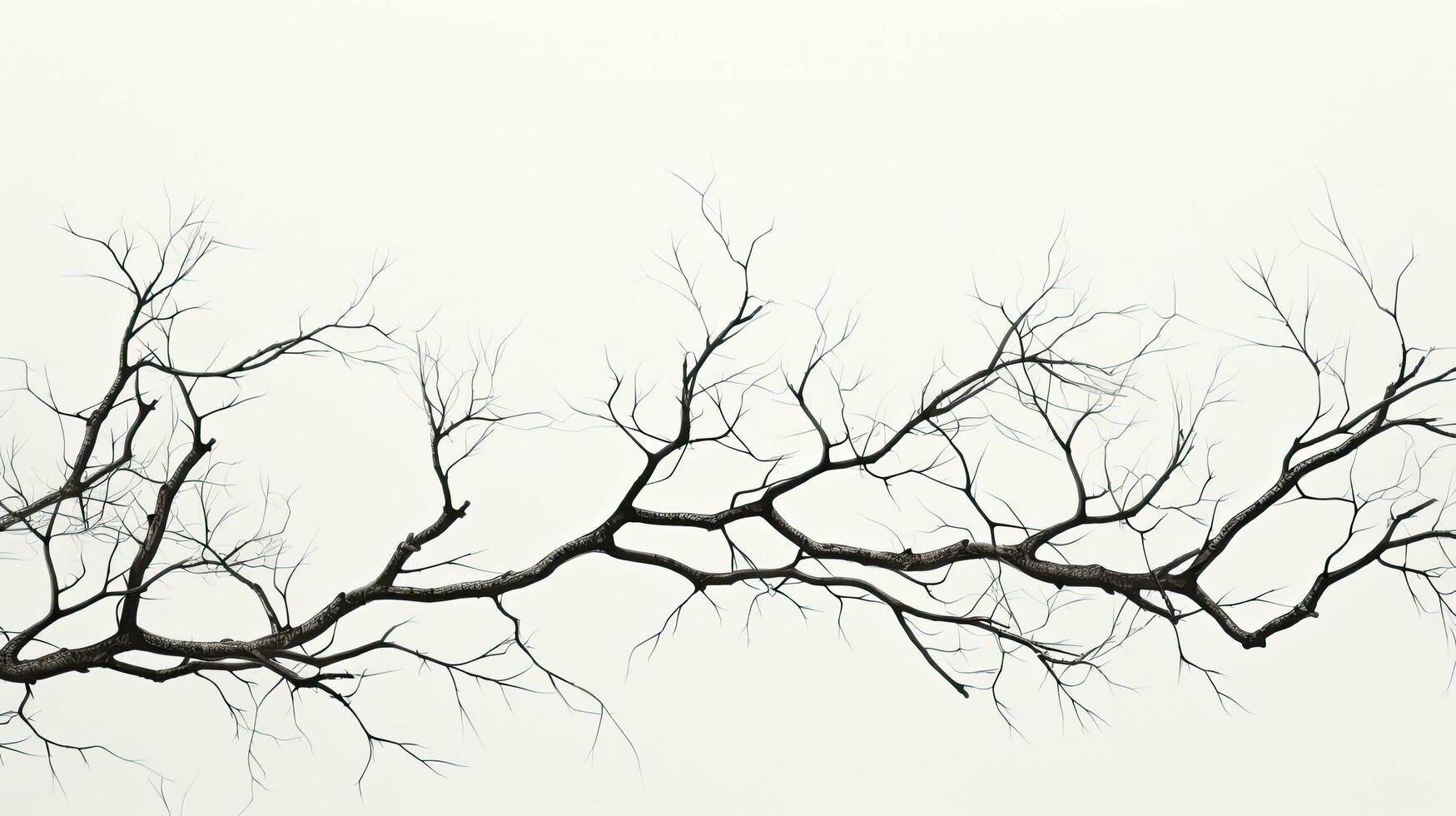 Tree branches in silhouette on a white backdrop photo