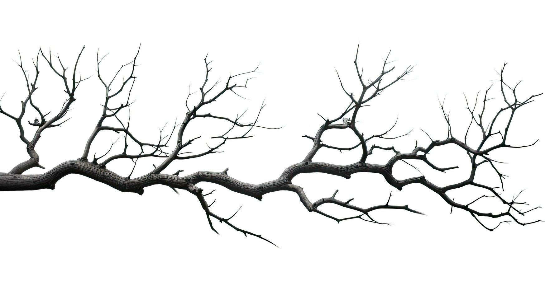 Silhouette of a tree branch on white background photo