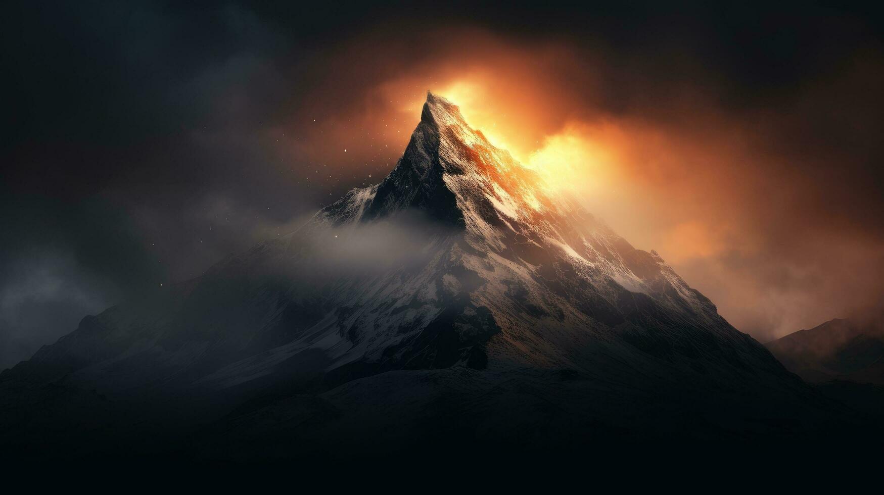 Mountain outline with striking light change photo