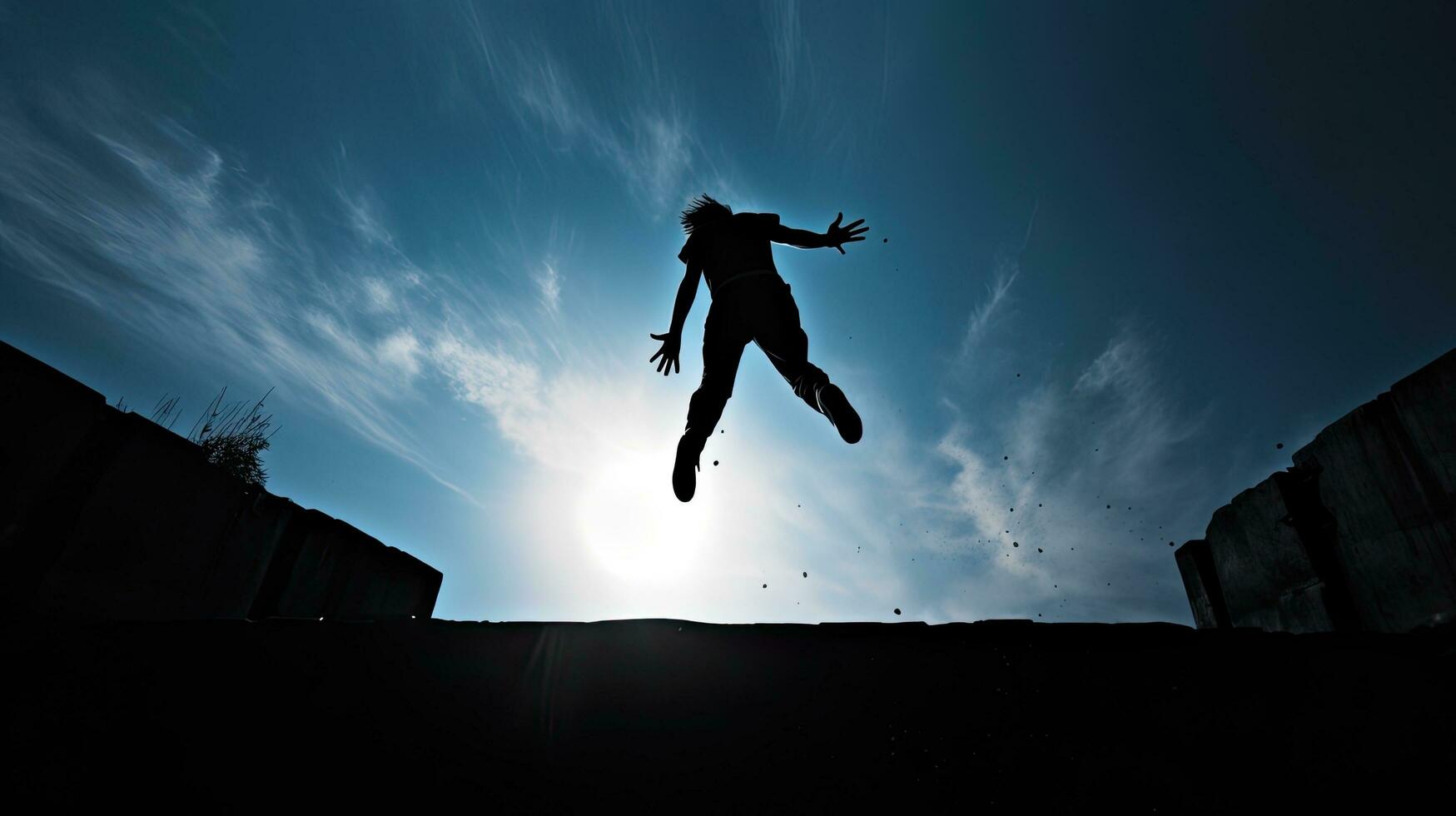 lado saltar en parkour desde un bajo posición foto