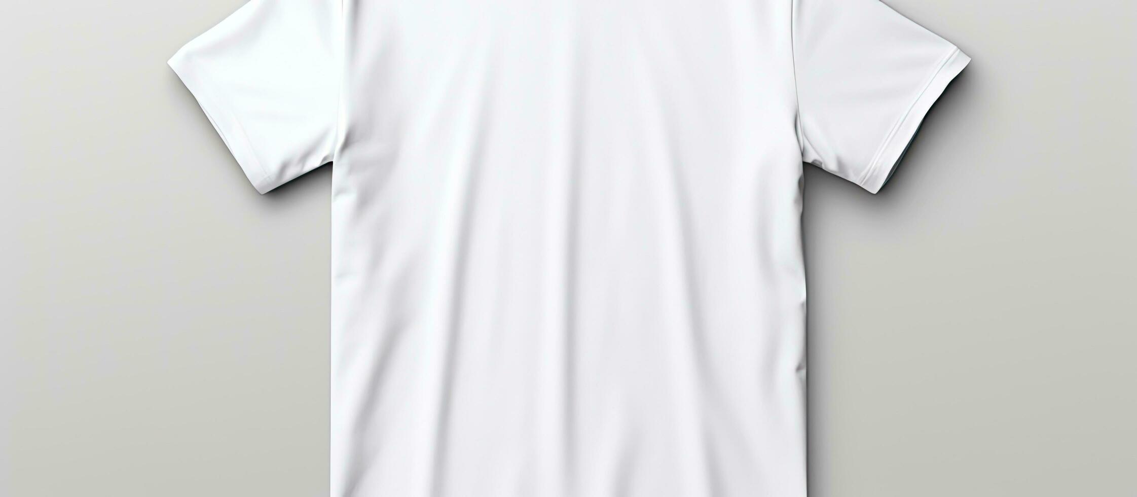 Front view of a blank white T shirt used as a design template and isolated on a white background photo