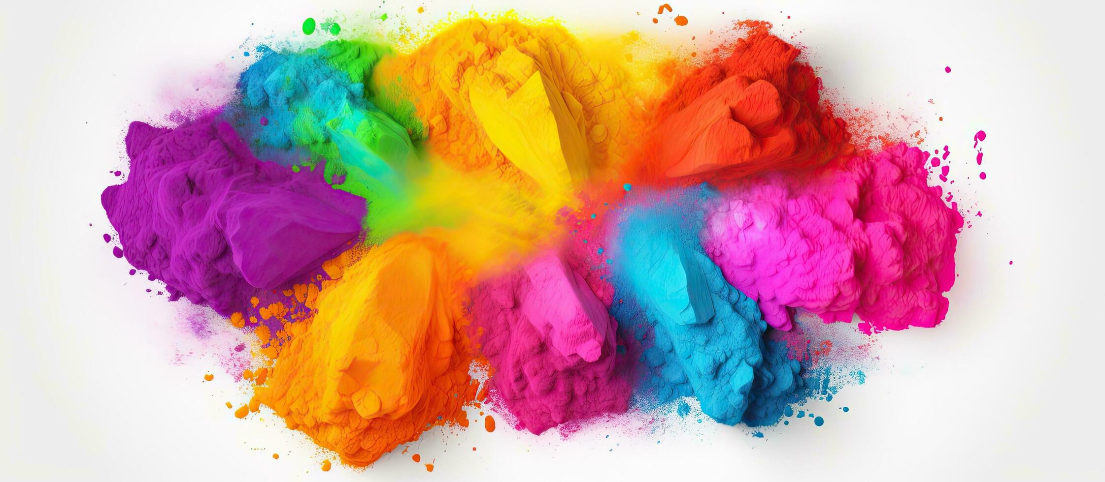 Indian festival of Holi Colorful powder on white background viewed from above photo