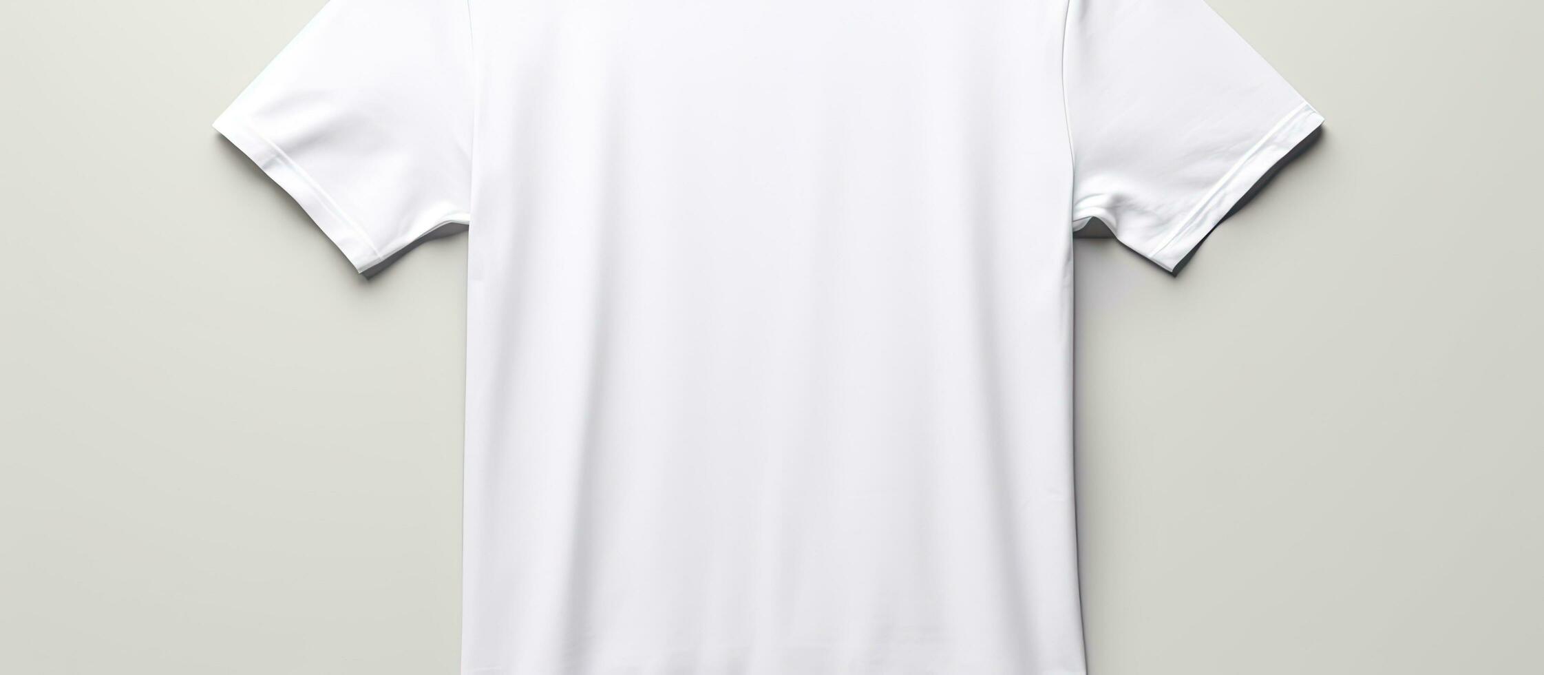 Front view of a blank white T shirt used as a design template and isolated on a white background photo