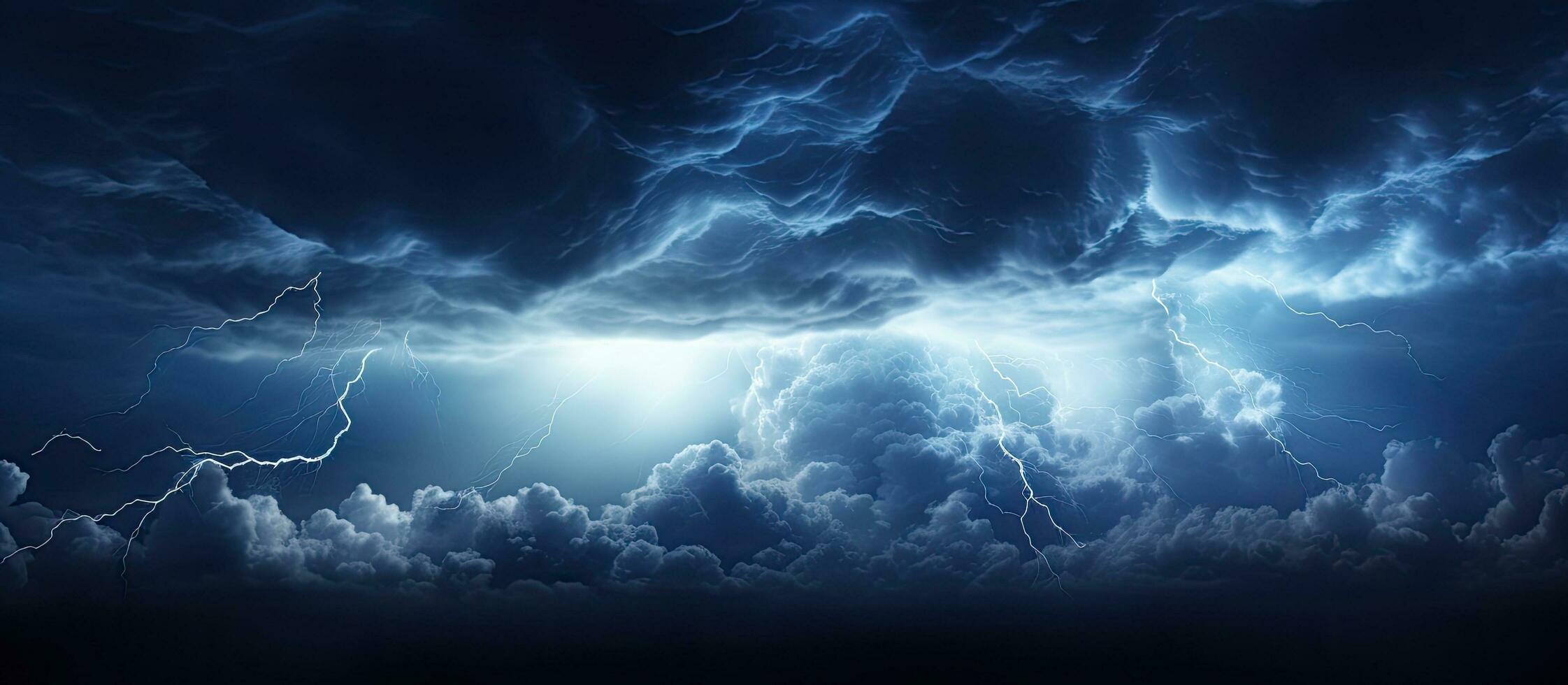 Space for text in dark cloudy sky after lightning and thunder cloud photo