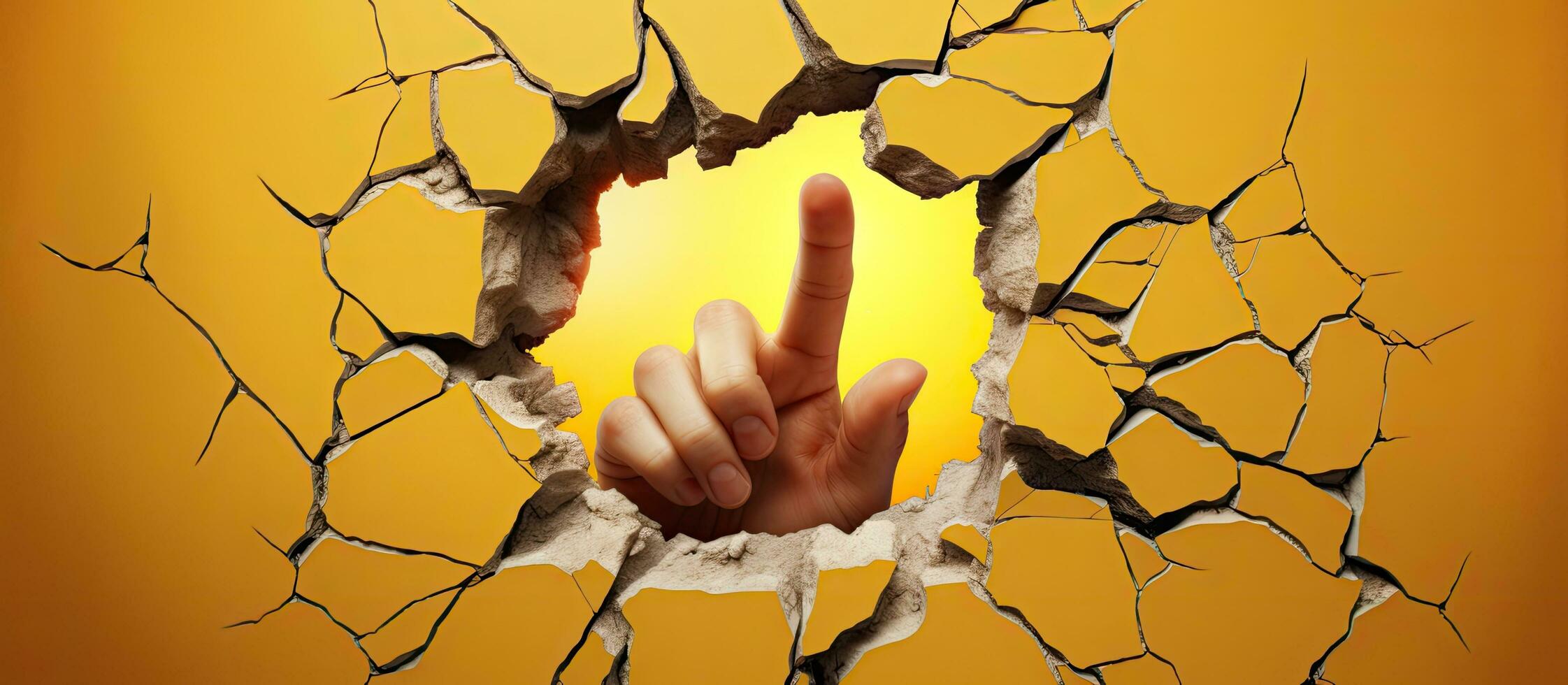 A woman s hand emerges from a torn yellow paper filled hole clutching a wad of hundred dollar bills Focus on bribes scholarships and blank area photo