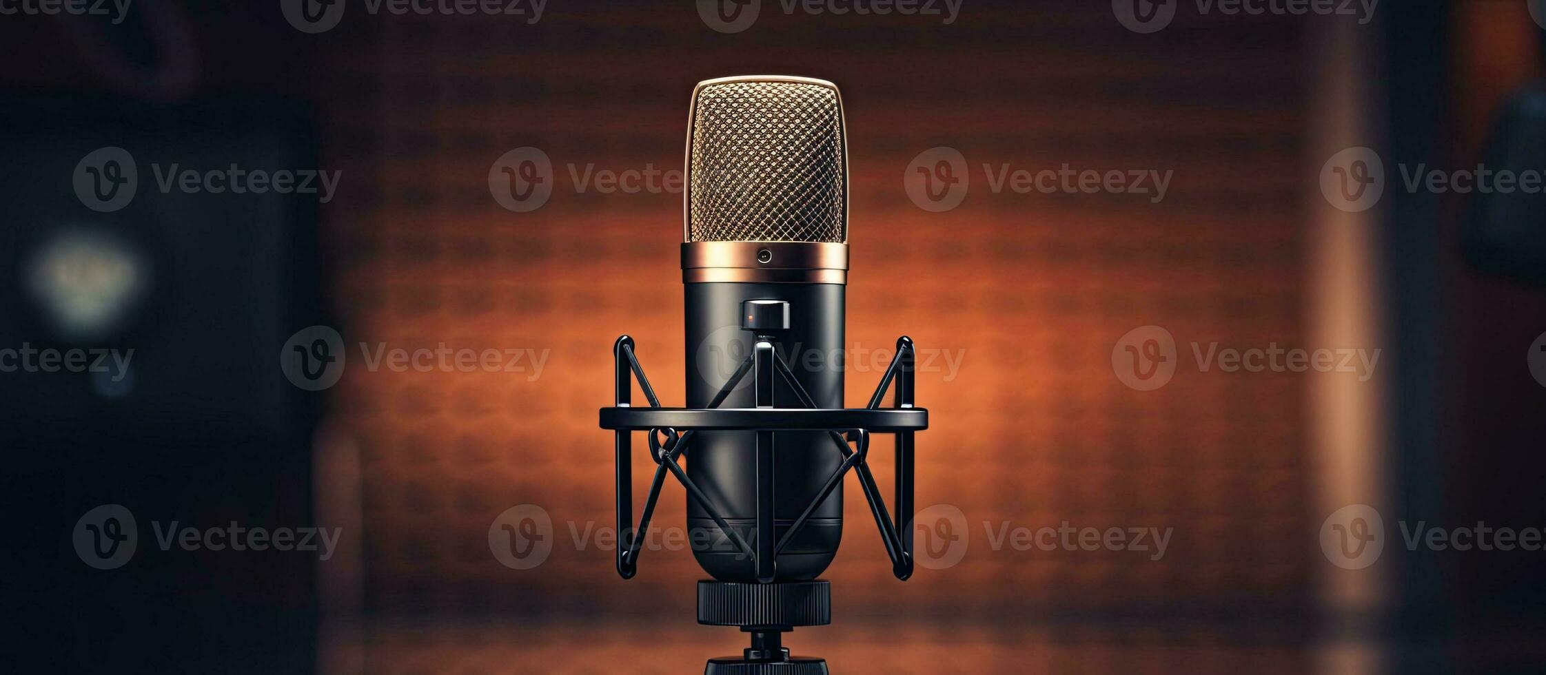 Condenser microphone on foam background photo