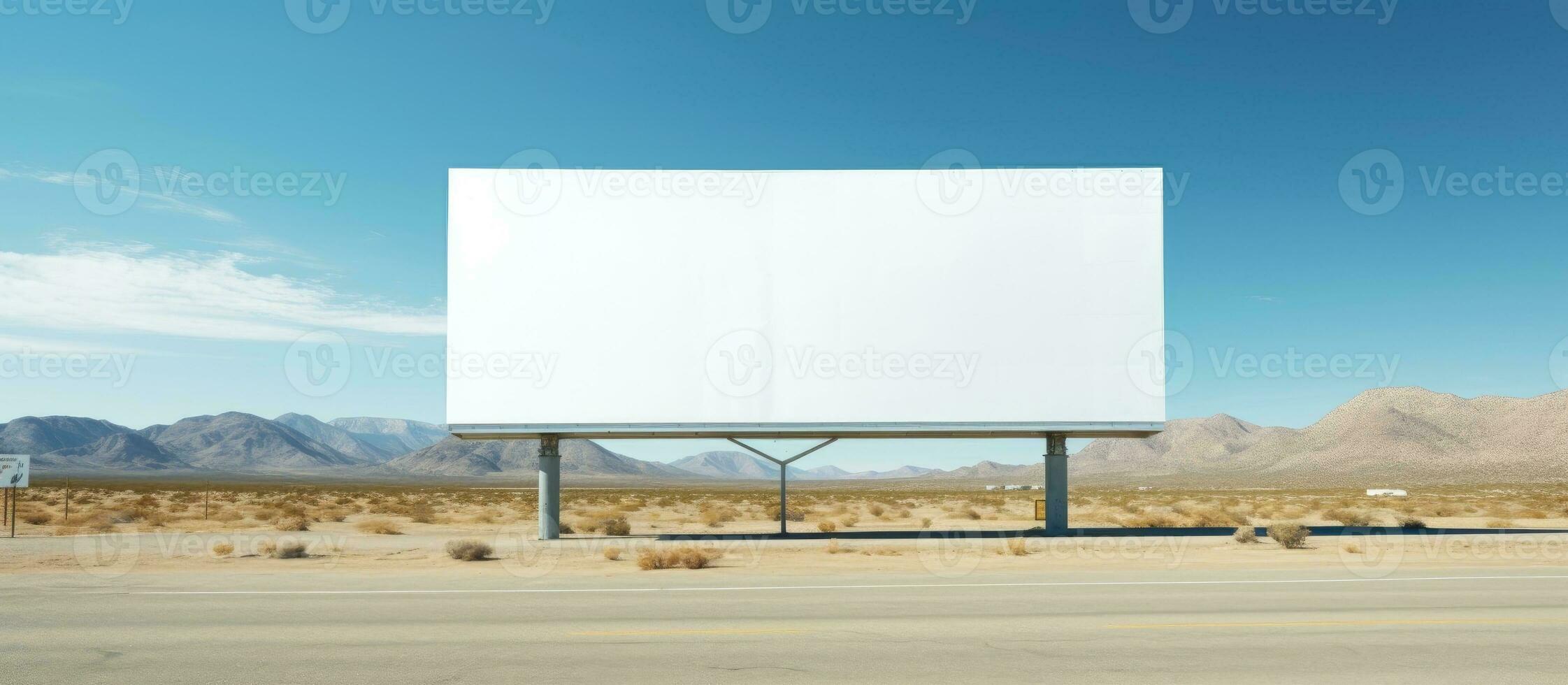 Empty billboard on a sunlit highway for ads photo